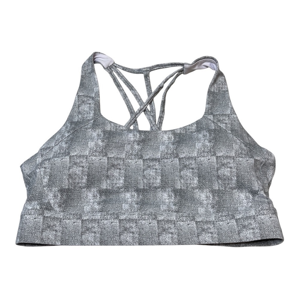 Zyia Active Gray White Strappy Racerback  Sports Bra Removable Pads Size XL